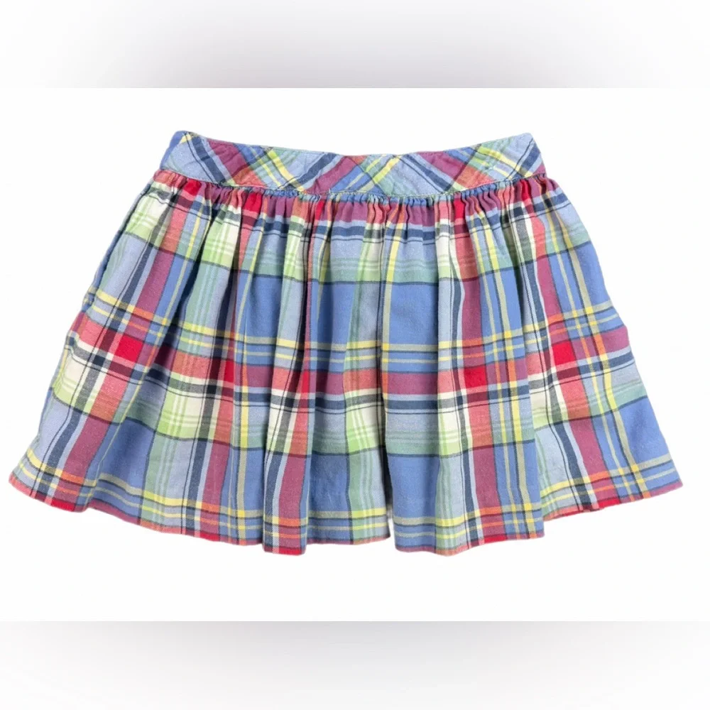 RALPH LAUREN Girls Plaid Flannel Button Front Mini Skirt- 6 Years
